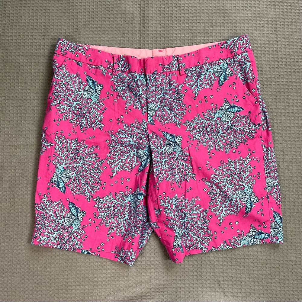 Lilly Pulitzer Avenue Shorts 12 Womens Bermuda Chino Coral Cocktail Hot Pink
